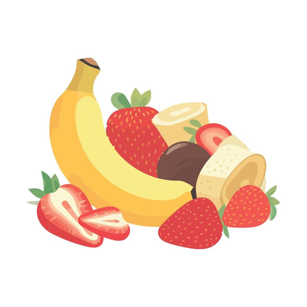sweet fresh fruits include banana icon isolated vector