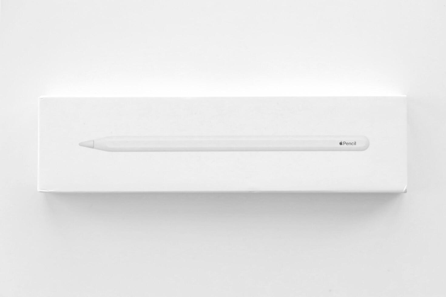 KYIV, UKRAINE - 4 MAY, 2023 New Apple pencil generation 2. Features a flat edge that attaches magnetically for automatic charging and pairing photo