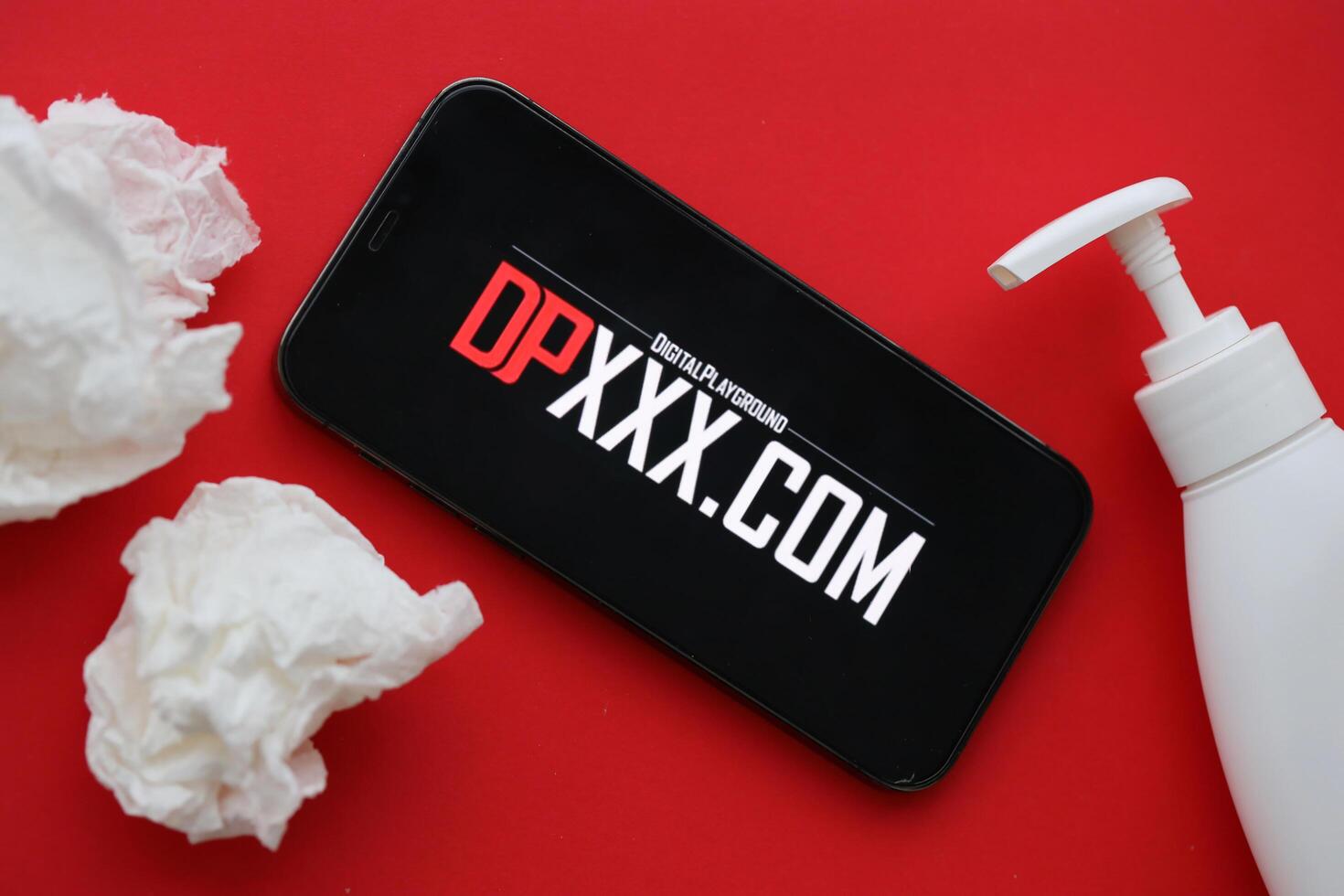 KYIV, UKRAINE - JANUARY 23, 2024 DigitalPlayground adult content website logo on display of iPhone 12 Pro photo