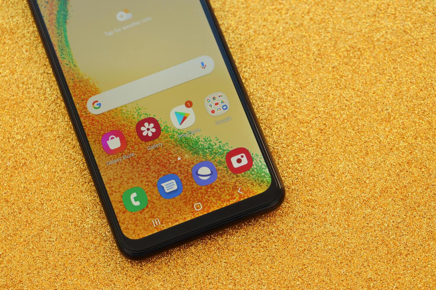 KYIV, UKRAINE - 4 MAY, 2023 Samsung Galaxy A04 Android smartphone has 6.5-inch PLS LCD panel with Infinity-V design photo