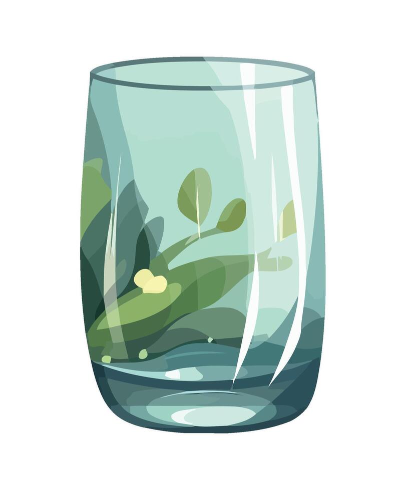 Green leaves and flowers in a vase icon isolated vector