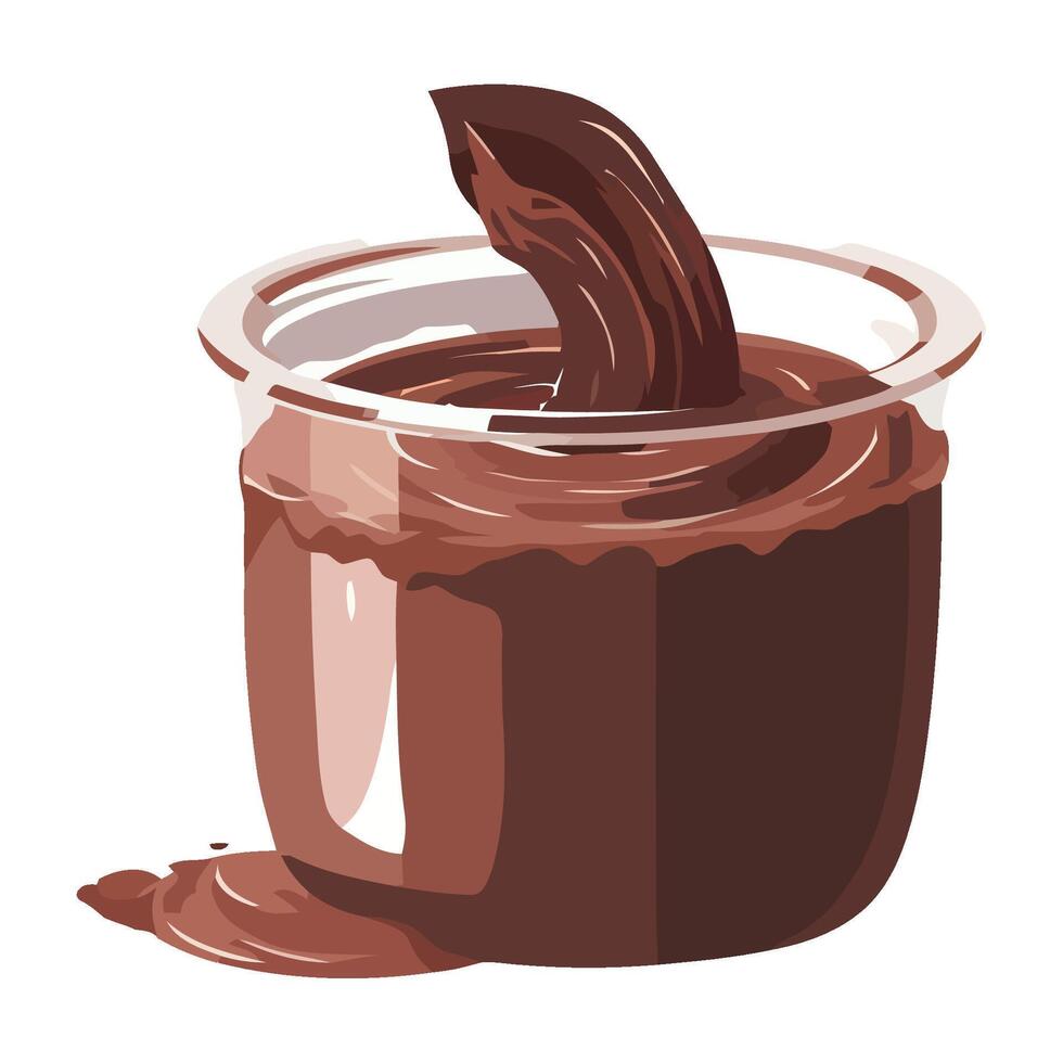 Fresh chocolate in a bowl, a gourmet meal icon isolated vector
