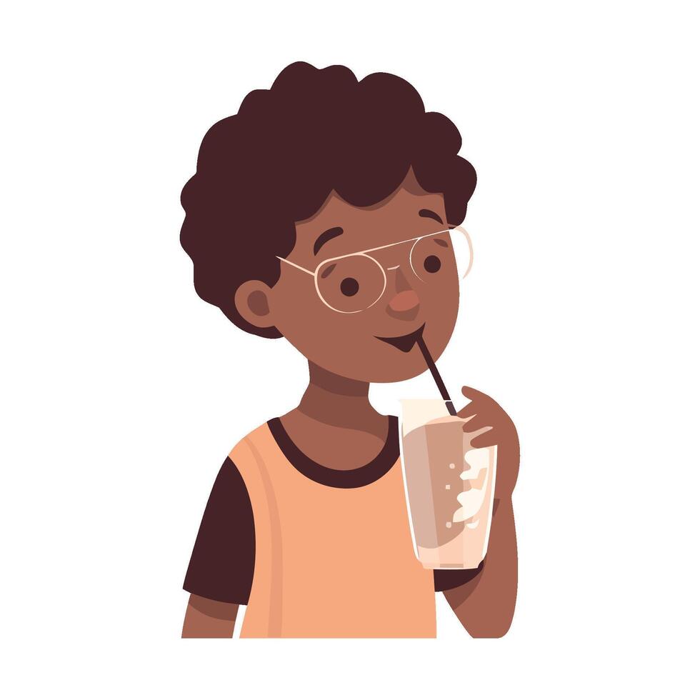 Smiling boy holding soda, enjoying summer fun icon isolated vector