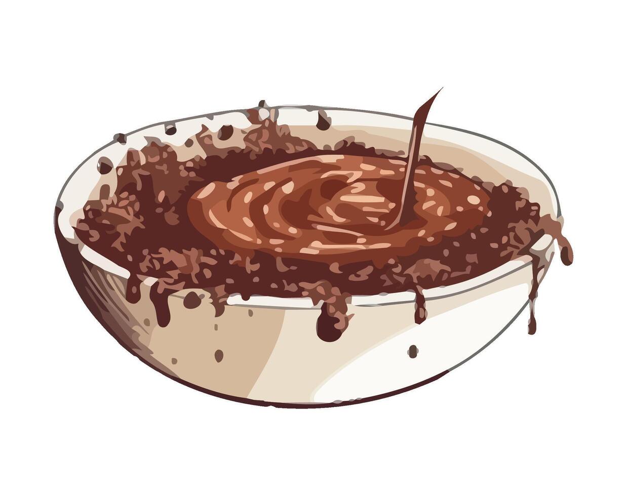 Gourmet chocolate dessert in a sweet bowl icon isolated vector