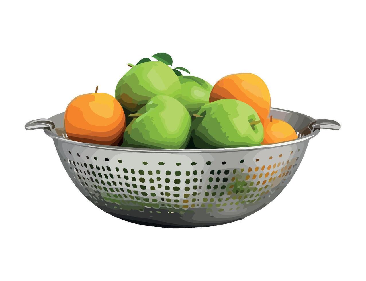 Fresh citrus fruits in a metal colander icon isolated vector