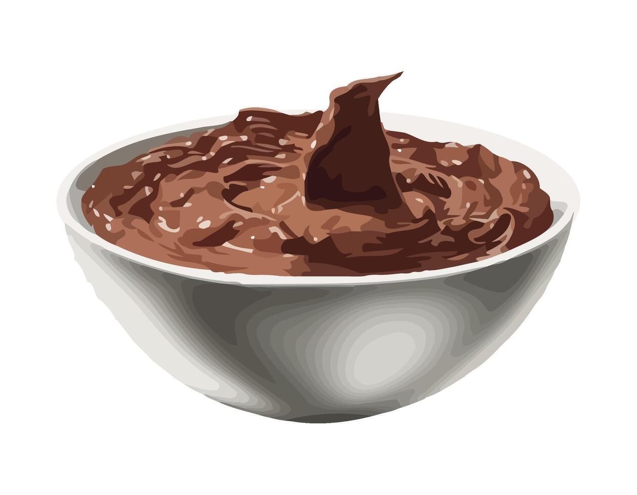 Gourmet dessert bowl with chocolate cream sauce icon isolated vector
