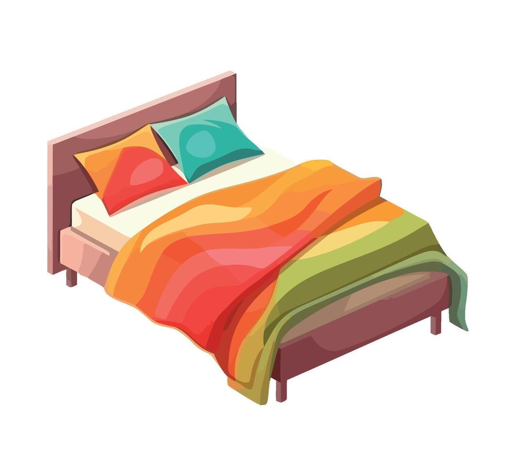Comfortable bedding and pillows for a cozy night icon isolated vector
