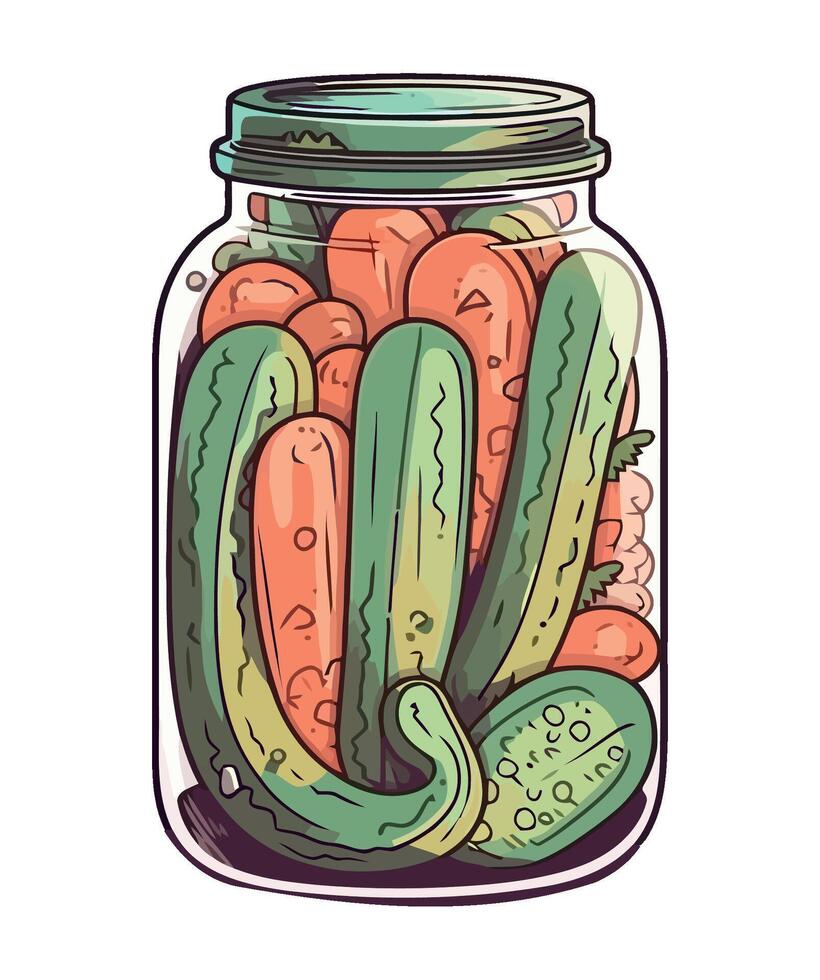 Organic pickled vegetables in a marinated jar icon isolated vector