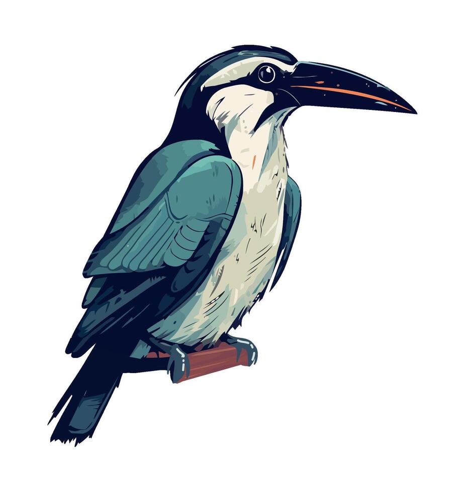 Colorful toucan perching on branch in nature icon isolated vector