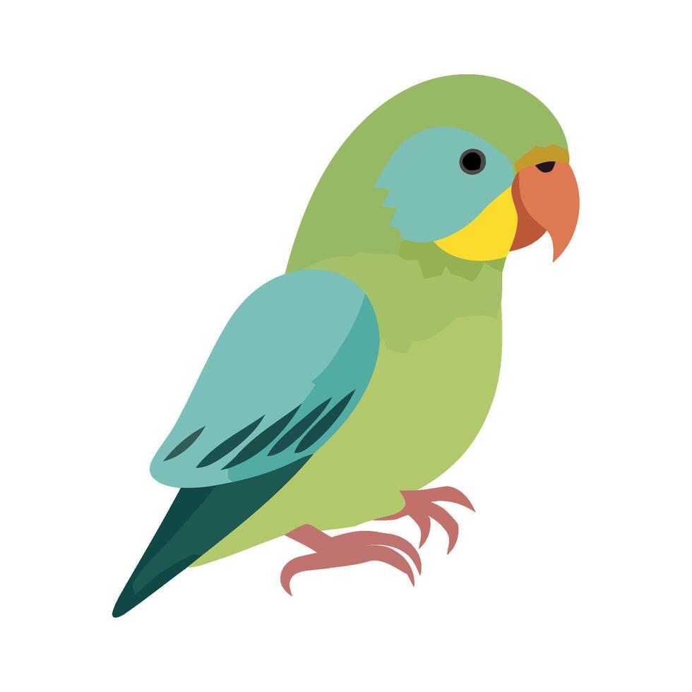 parakeet perching on green branch isolated icon isolated vector