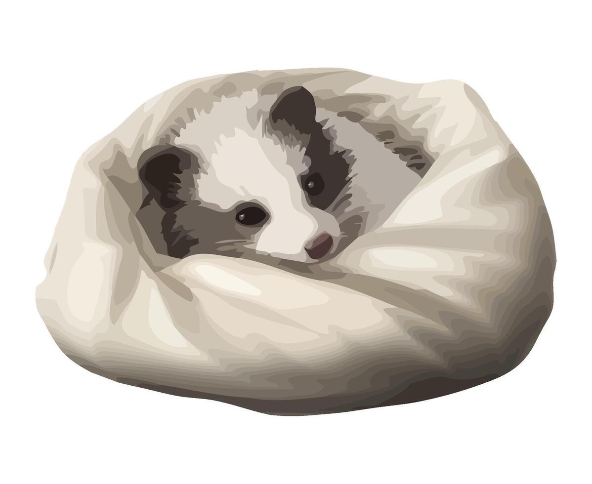 Fluffy white lap dog sleeping comfortably icon isolated vector
