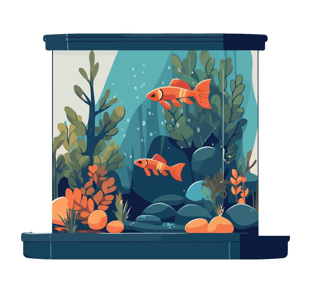 Cute goldfish swimming in deep blue water icon isolated vector