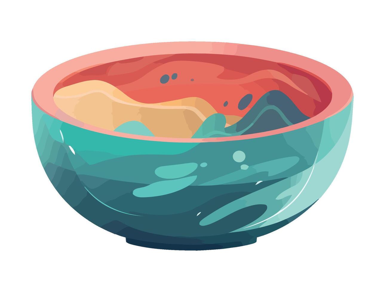 Abstract bowl icon on blue wave backdrop icon isolated vector