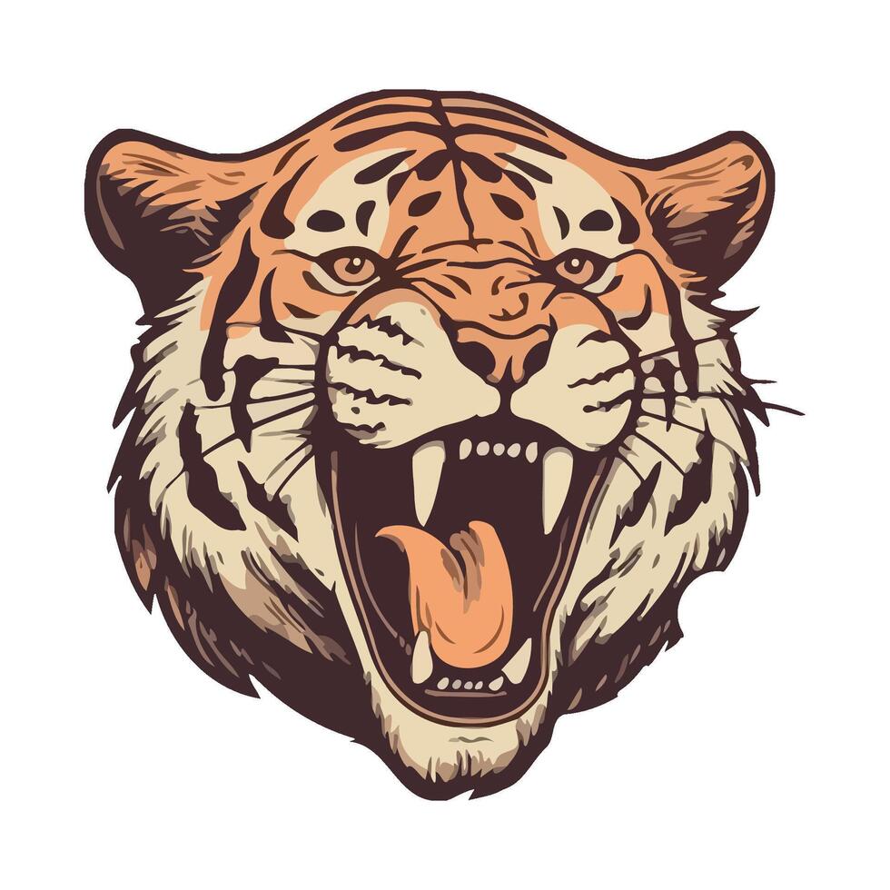 Roaring tiger mascot symbolizes strength and aggression icon isolated vector