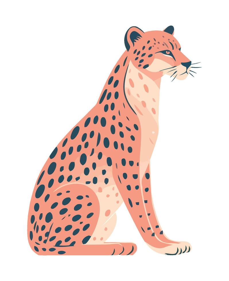 Spotted cheetah sitting in nature, looking dangerous icon isolated vector