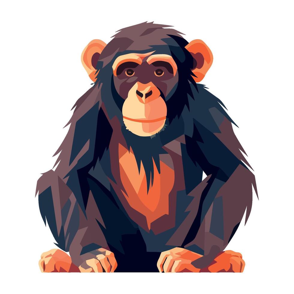 Cute monkey mascot sitting in tropical forest icon isolated vector