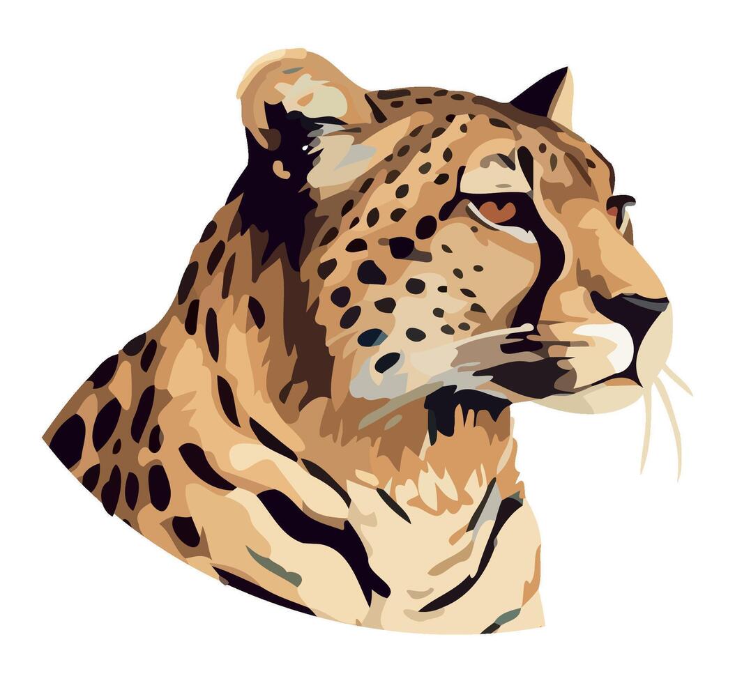 Majestic cheetah watching in African savannah icon isolated vector