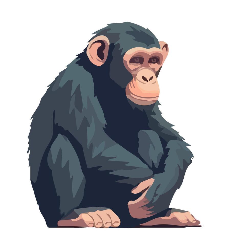 Cute monkey sitting in tropical rainforest background icon isolated vector