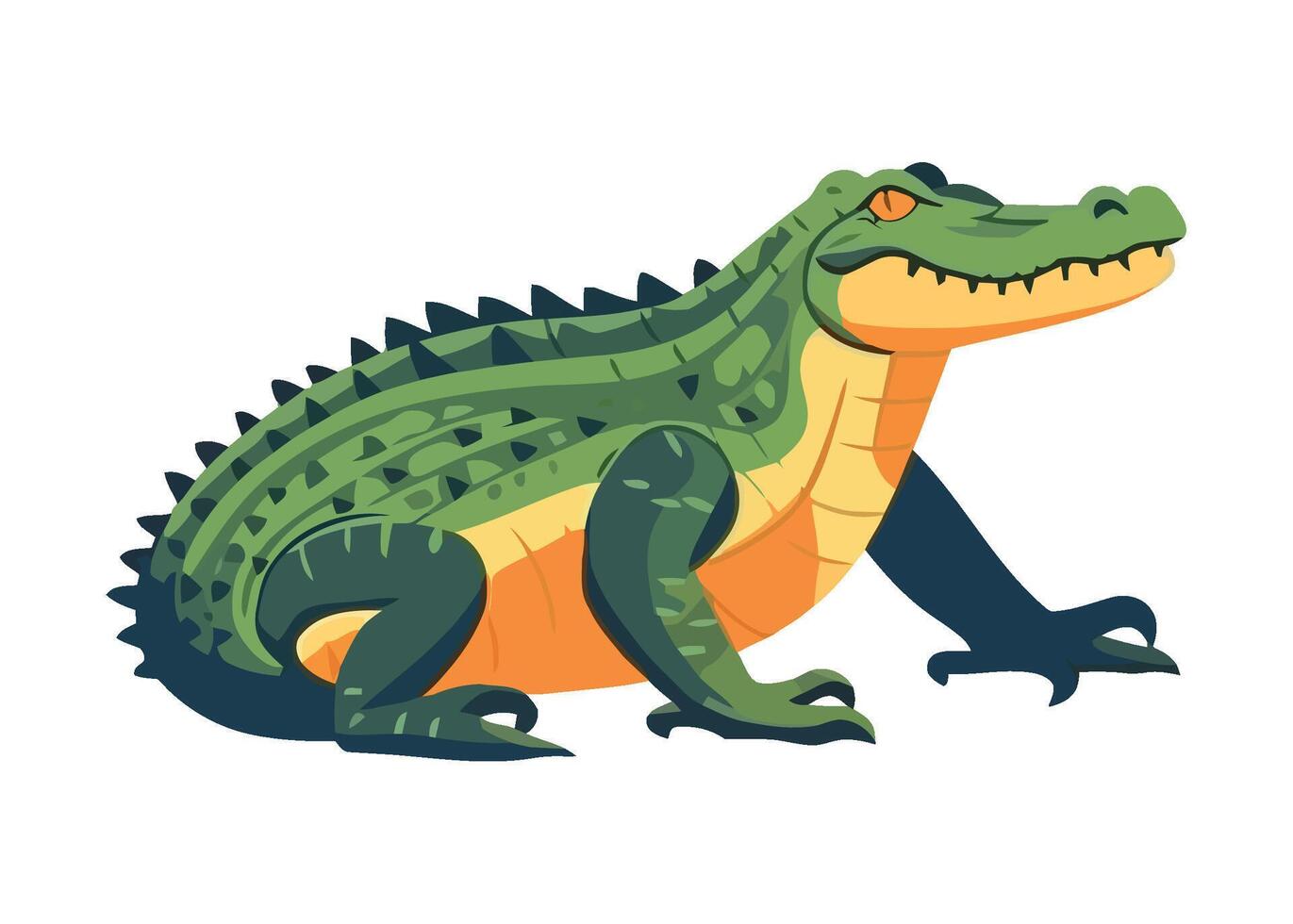 Cute cartoon crocodile with green tail sitting isolated icon isolated vector