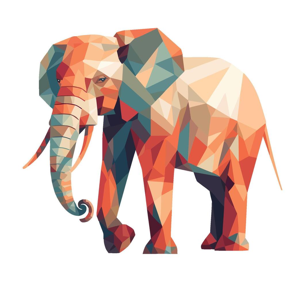 Geometric elephant african animal icon isolated vector