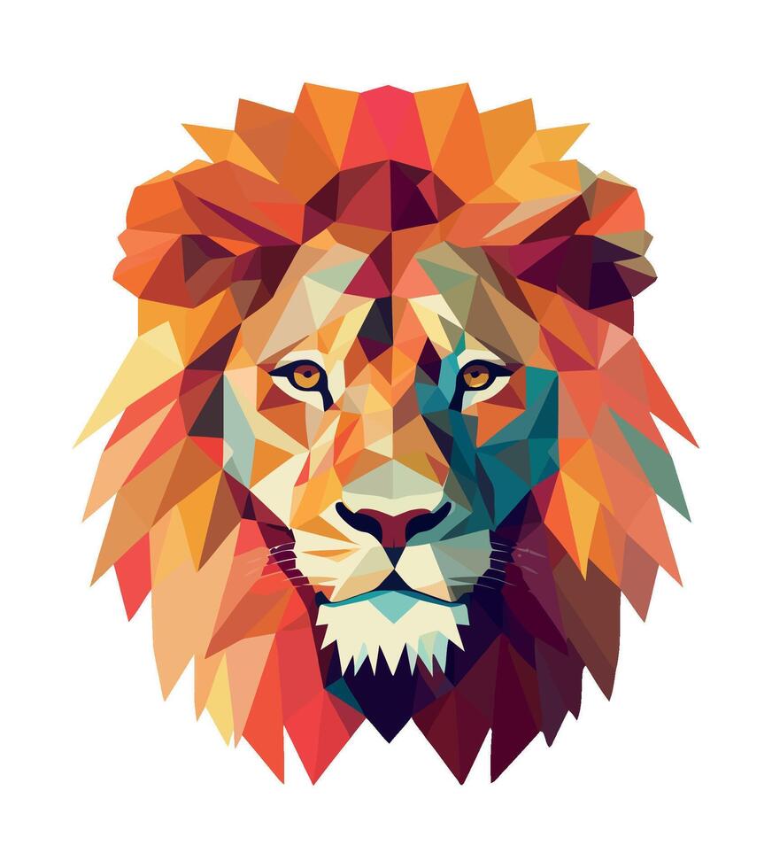 Geometric lion head icon isolated illustration vector