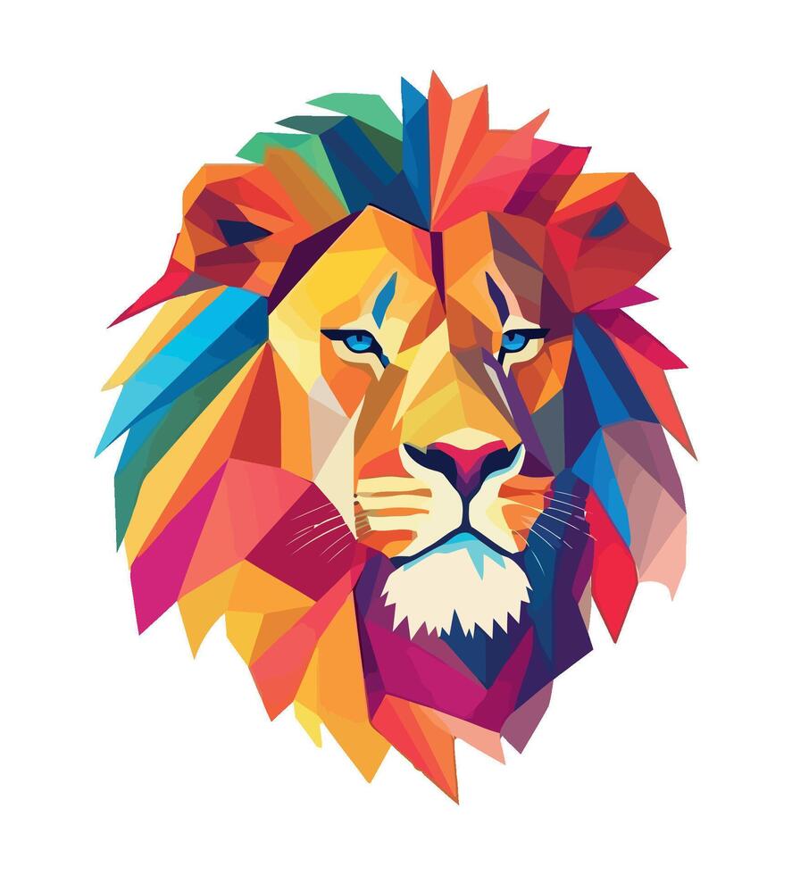 Geometric vibrant lion icon isolated illustration vector