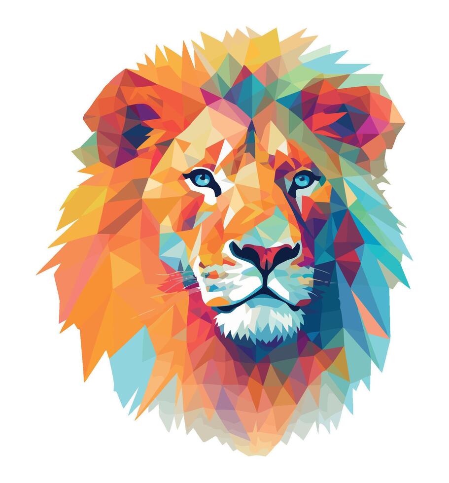 Geometric Lion Mascot icon isolated illustration vector