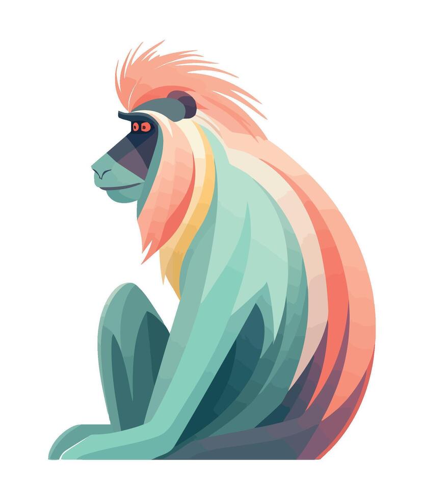 Monkey animal sitting icon isolated vector