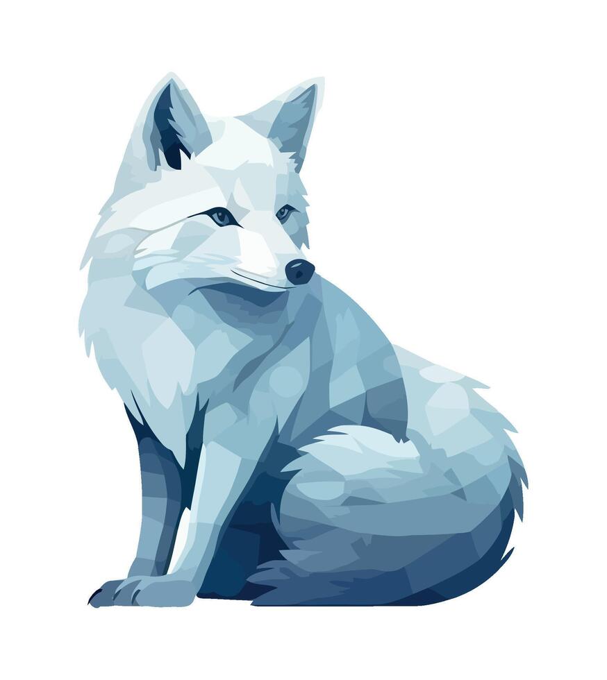 Abstract white fox sitting icon isolated illustration vector