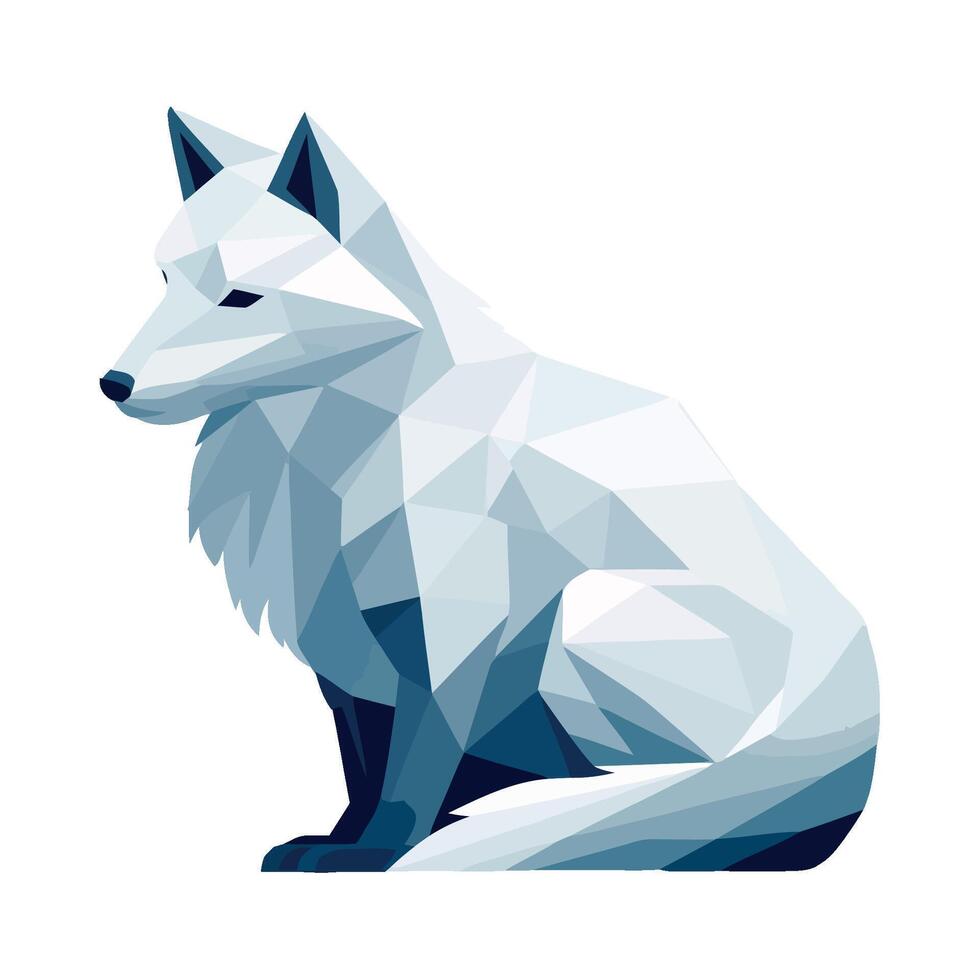 Geometric white fox icon isolated illustration vector