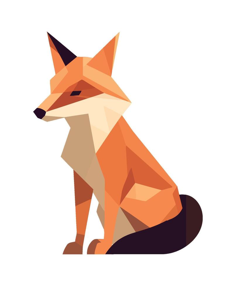 abstract fox animal sitting icon isolated illustration vector