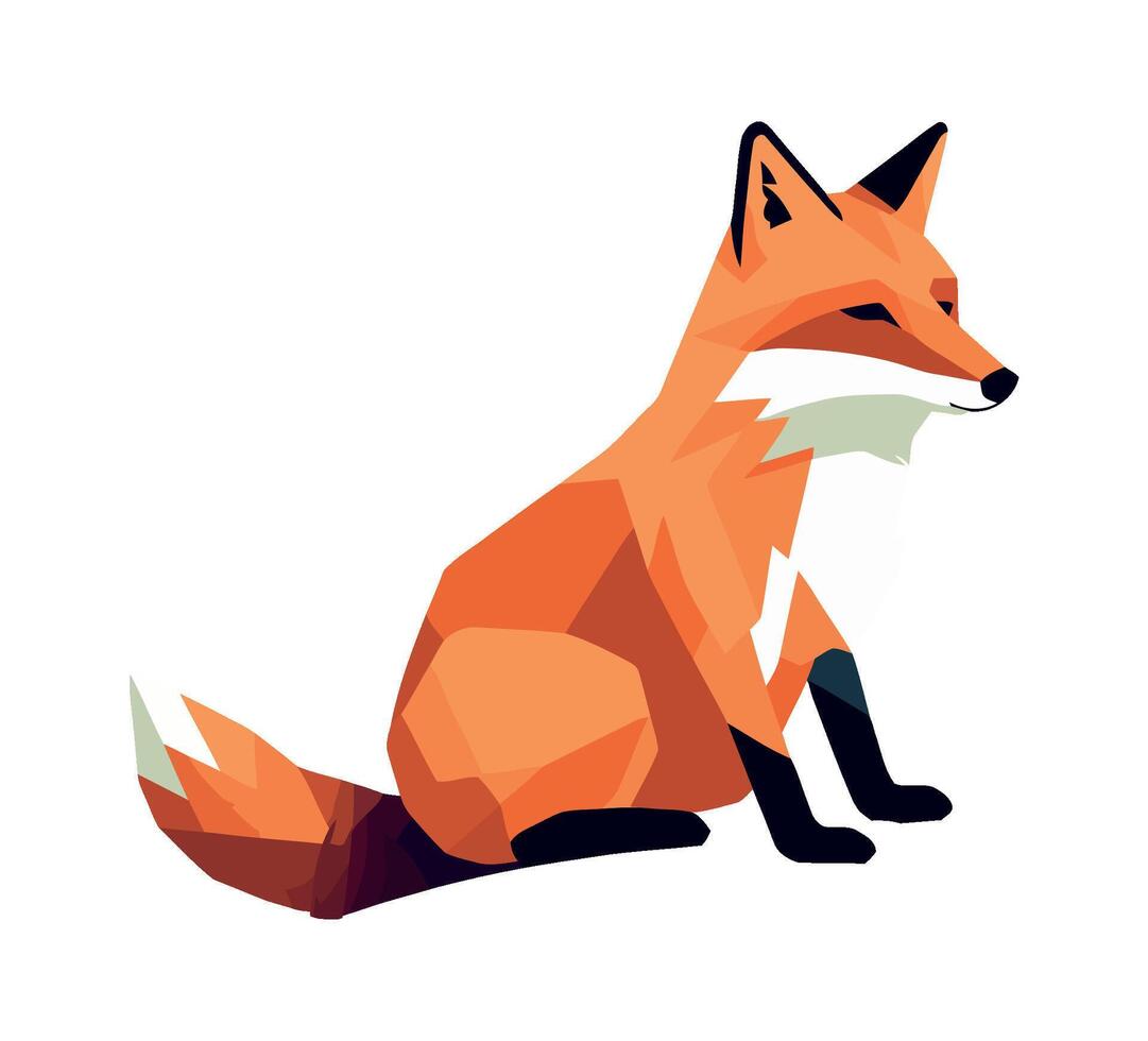 geometric natural animal fox icon isolated vector