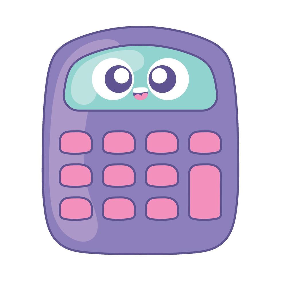 kawaii school supply calculator icon isolated vector