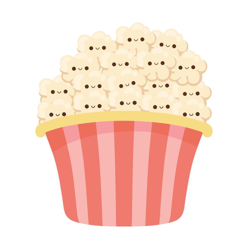 kawaii pop corn in container icon isolated vector