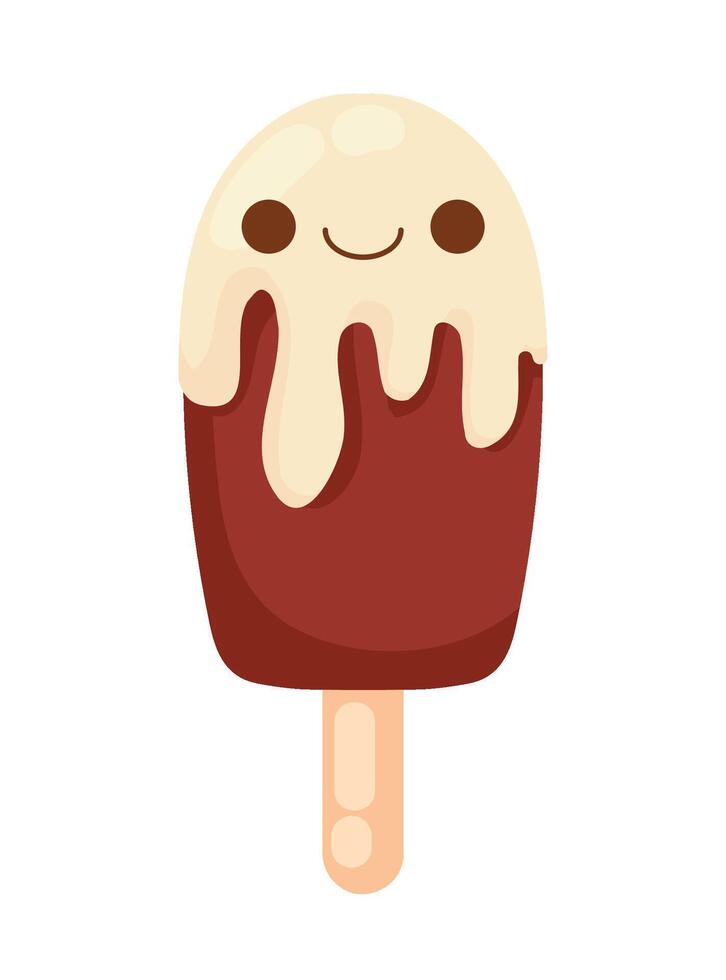 ice cream kawaii food icon isolated vector