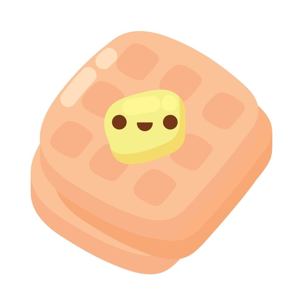 waffle kawaii food icon isolated vector