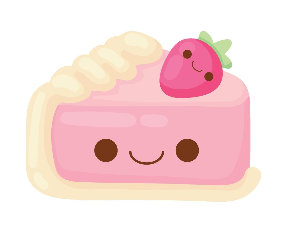 cake kawaii food icon isolated vector