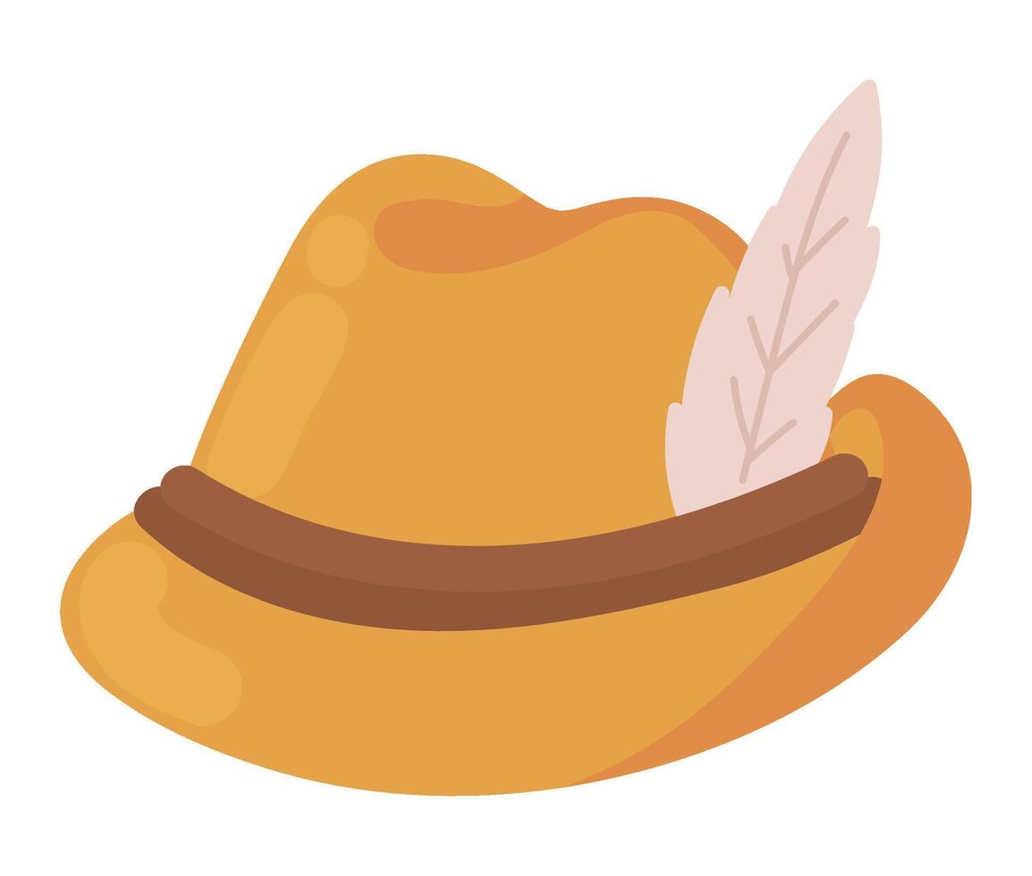bavarian hat with feather icon isolated vector