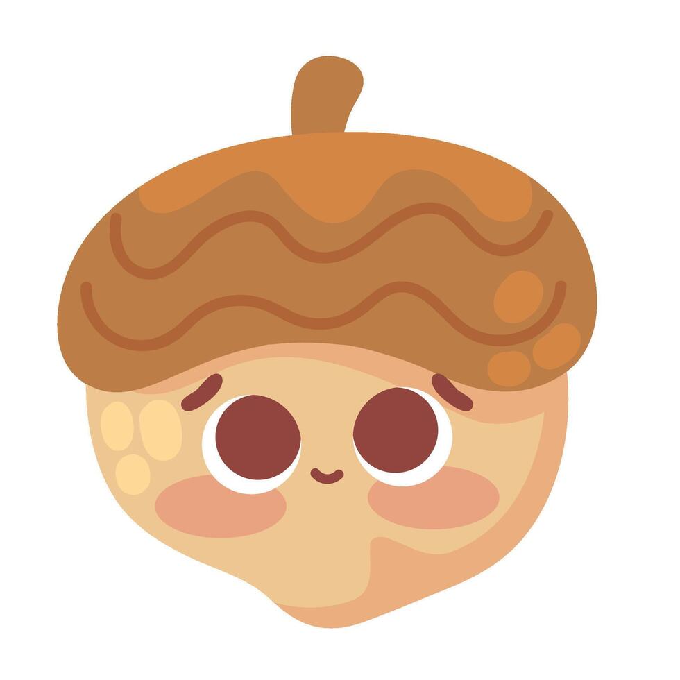 autumn kawaii acorn illustration isolated vector