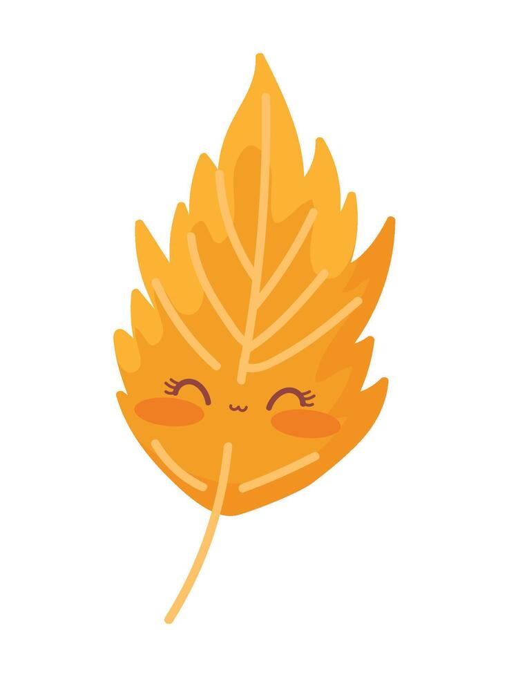 autumn kawaii leaf illustration isolated vector