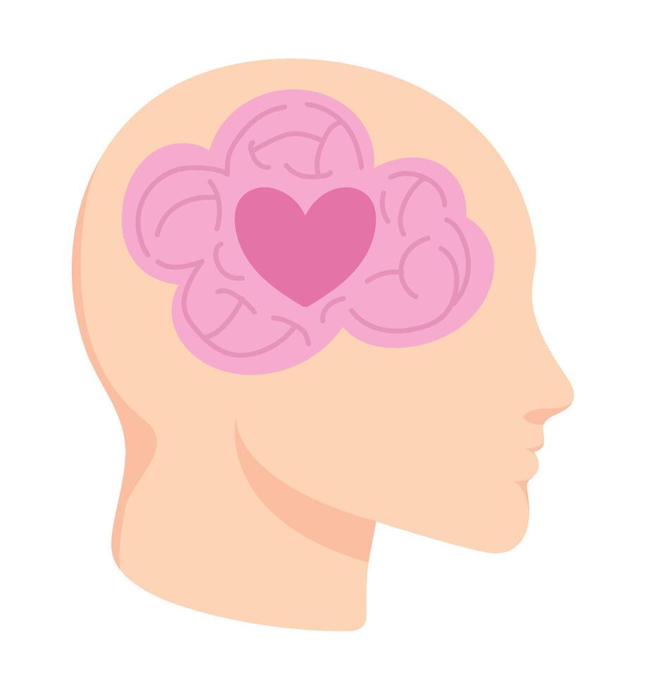 profile brain love illustration isolated vector