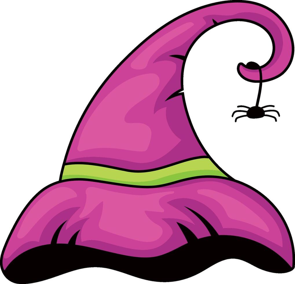 halloween witch hat with spider isolated illustration vector