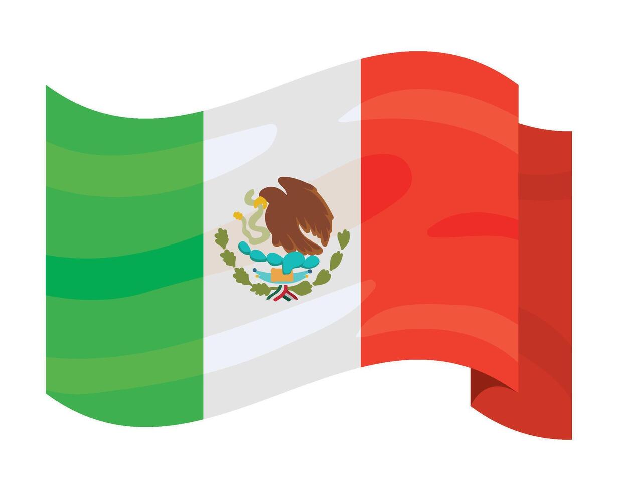mexican flag waving illustration isolated vector