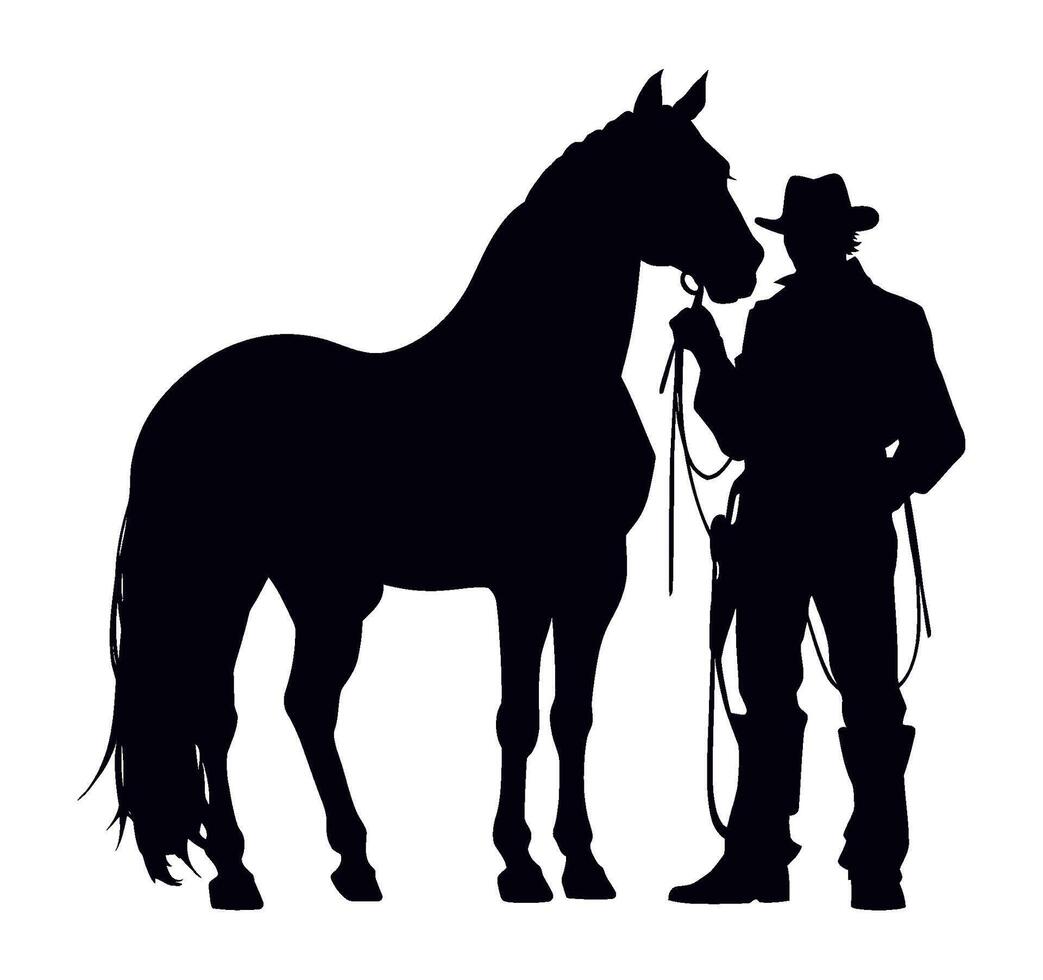 cowboy silhouette in horse isolated design vector
