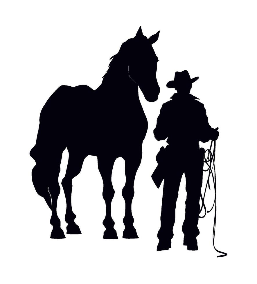 cowboy silhouette in horse design isolated vector