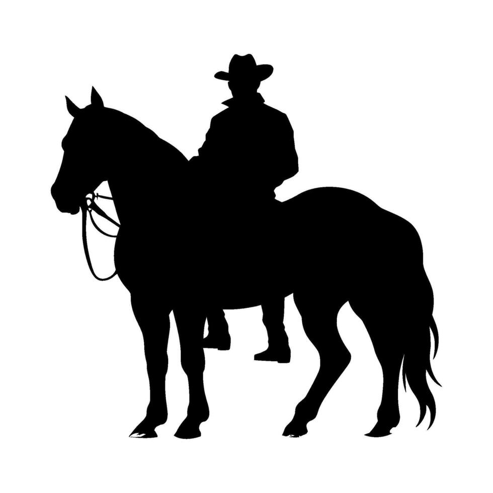 cowboy silhouette in horse illustration design vector