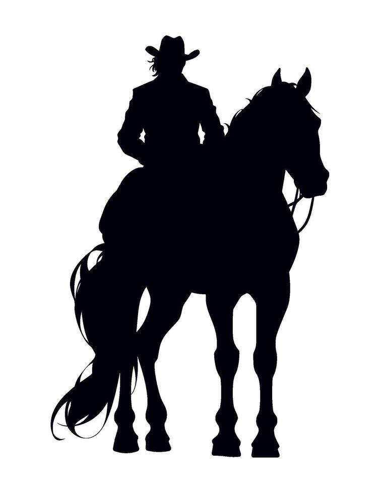 cowboy silhouette in horse outdoors isolated vector