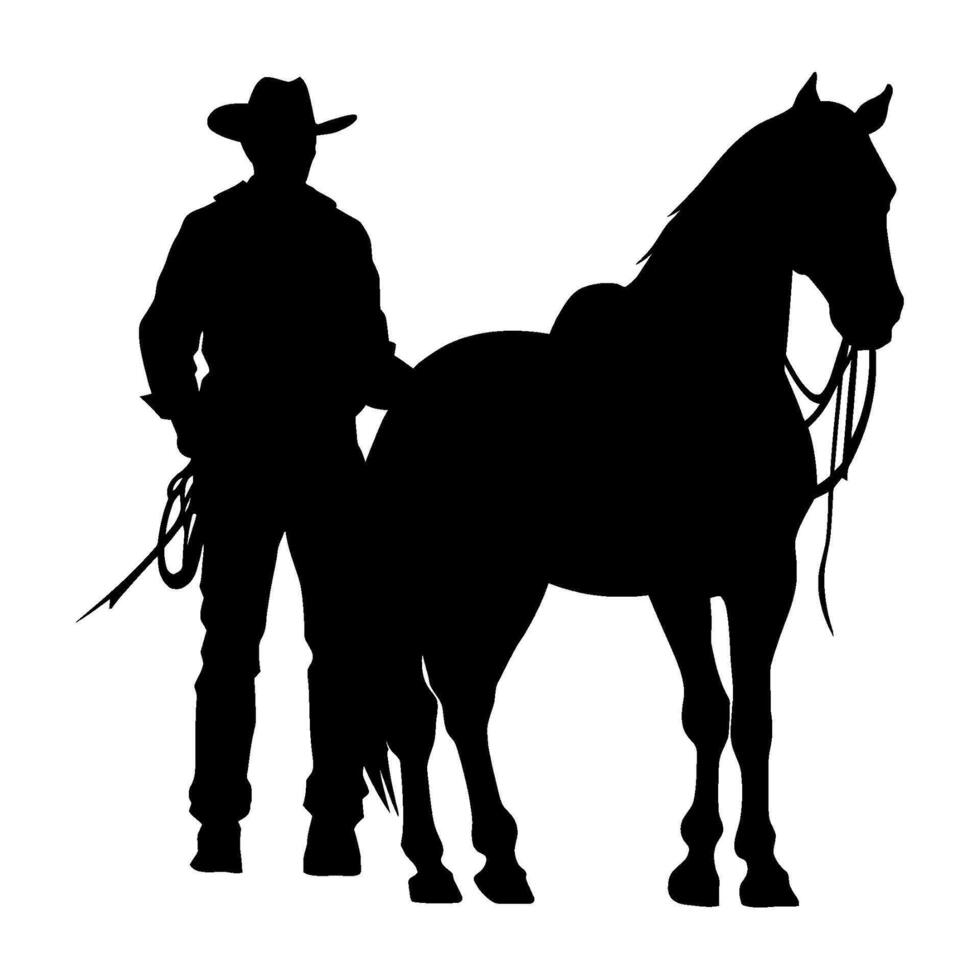 cowboy silhouette in horse icon illustration isolated vector