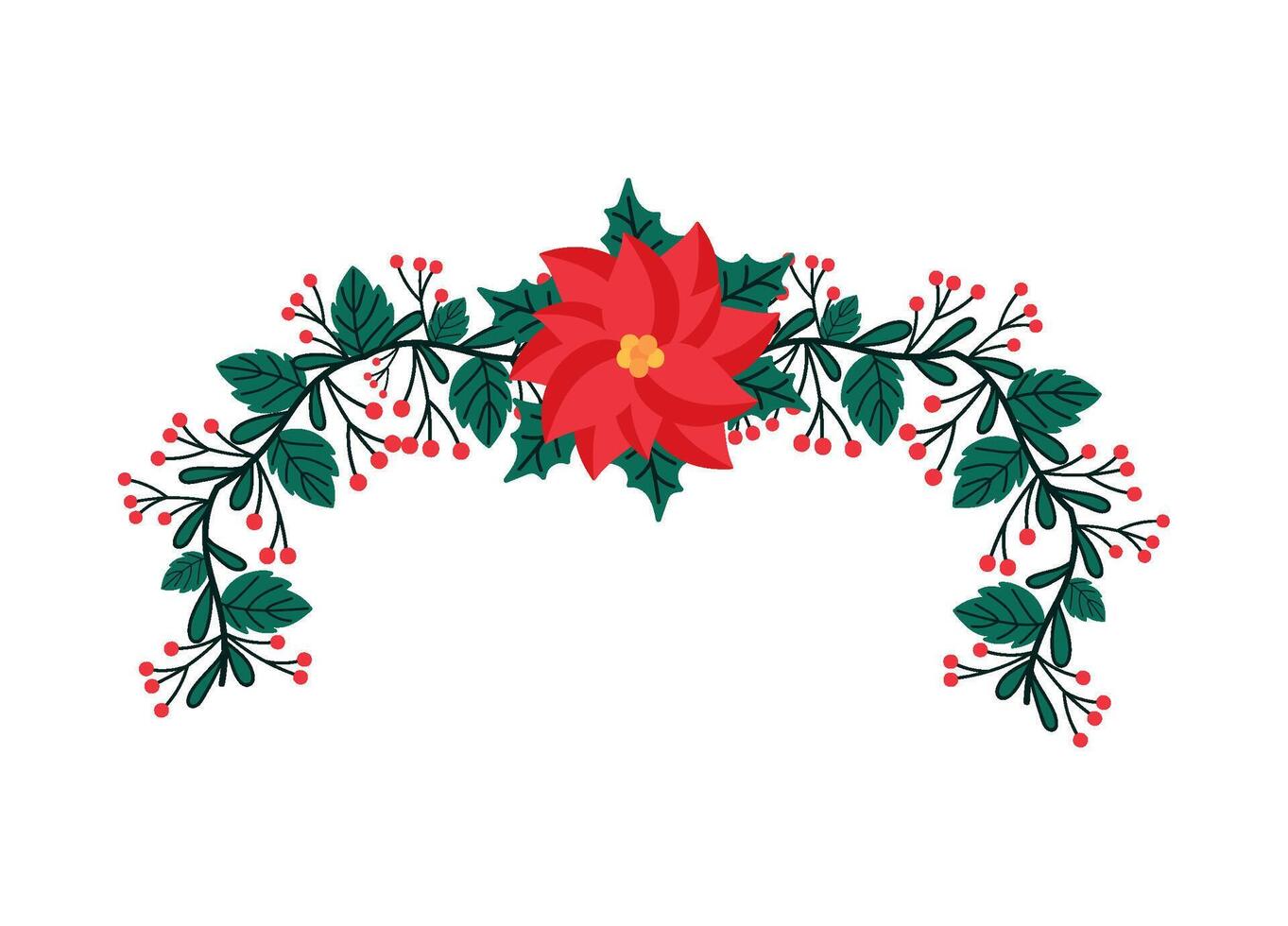 christmas garland with flower illustration isolated vector