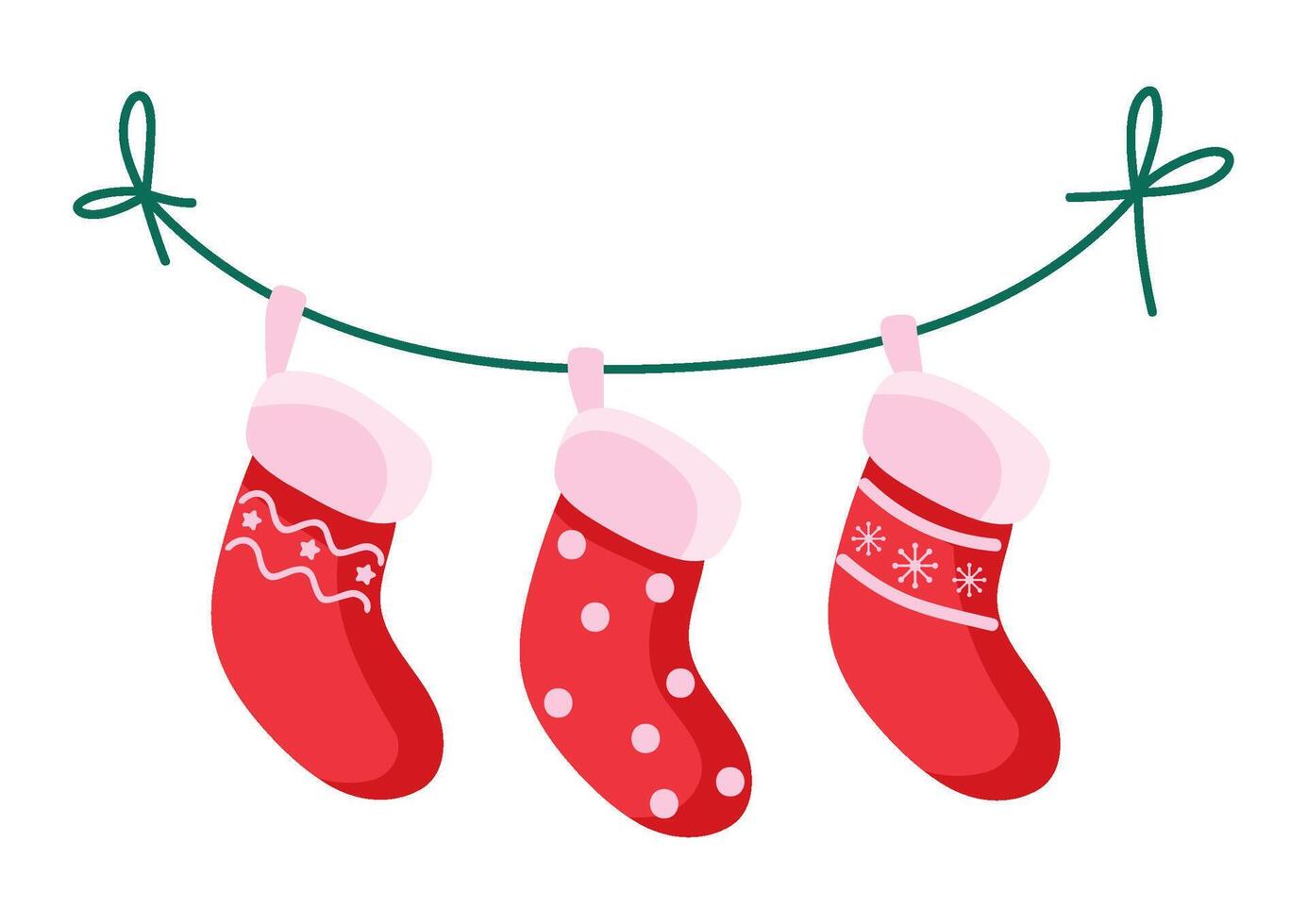 christmas garland with socks illustration isolated vector